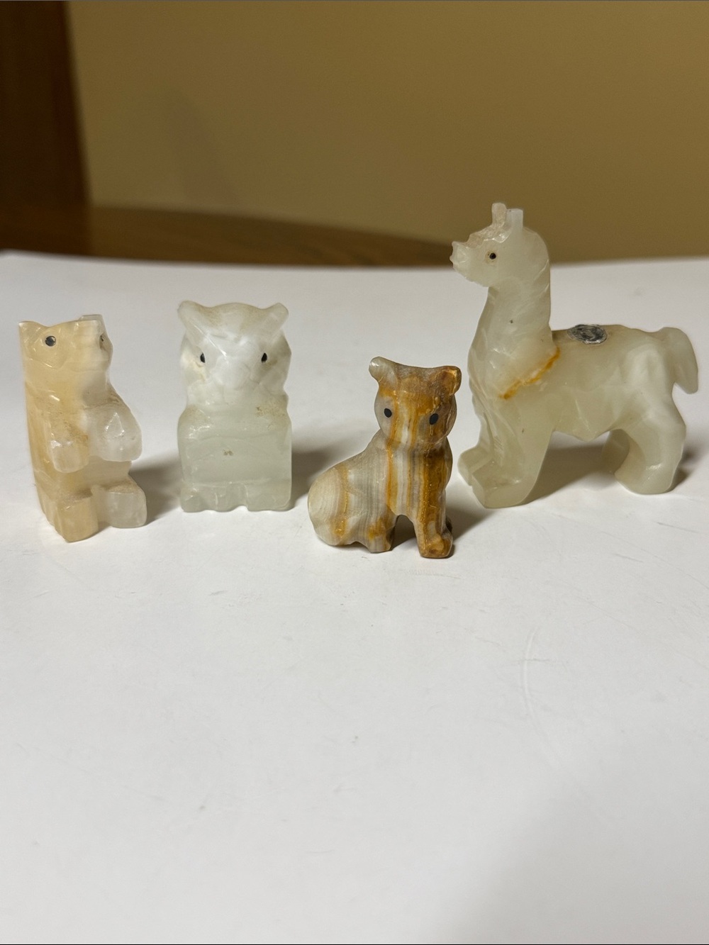 Onyx Stone carved Pet Figurines - Mixed Cream & Brown set of 4